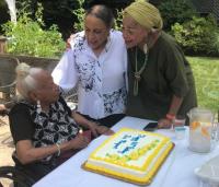 Dr. Margaret Morgan Lawrence celebrates her 105th birthday with family members.